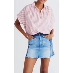 Madewell Colorblocked Blue Denim Skirt